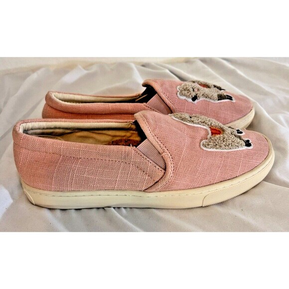 Soludos Pink Canvas Llama Embroidered Slip-On Sneakers Women's Size 6.5 CUTE - Picture 3 of 6